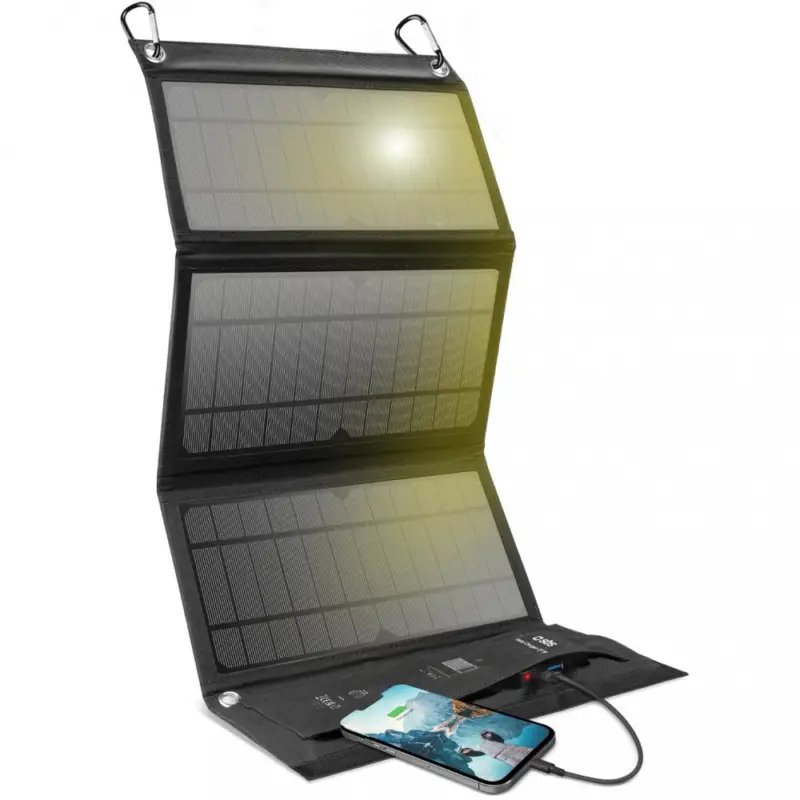 Snabb leverans Portabel solpanel 21W | Vikbar | Ladda 2 enheter samtidigt
