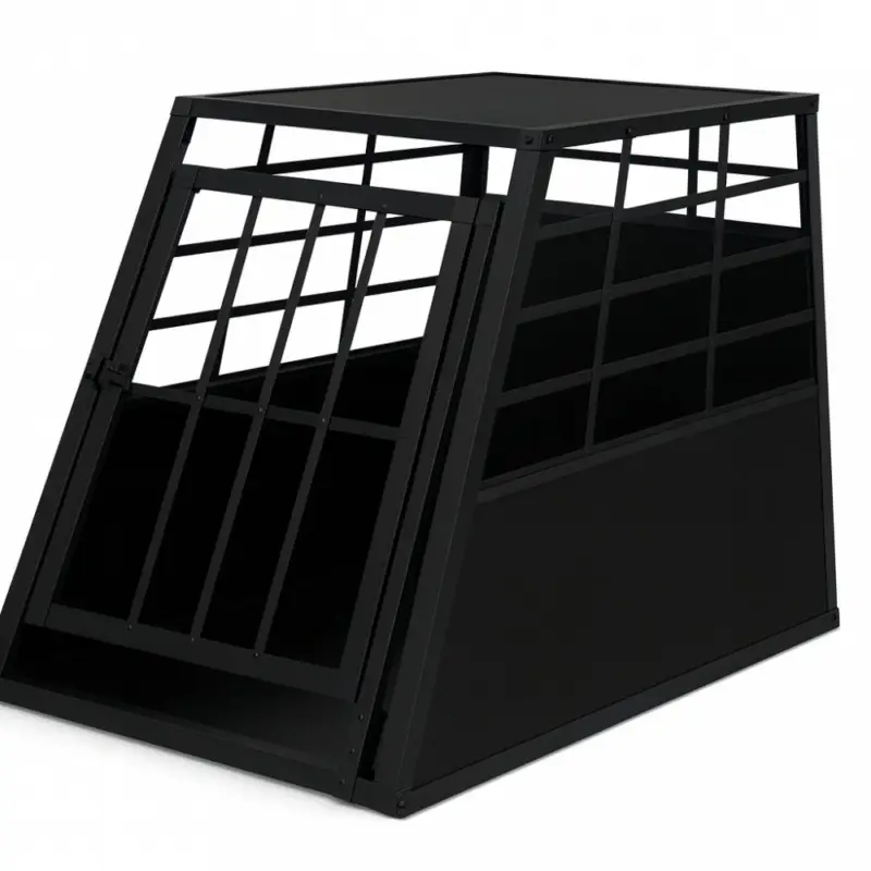 Stor hundbur för bil | Aluminium och MDF | Säker transportbur för hund | 65×91×69 cm Billig