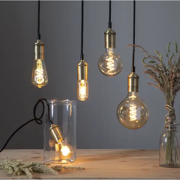 LED-LAMPA E27 G95 DECOLED SPIRAL AMBER Rabatter